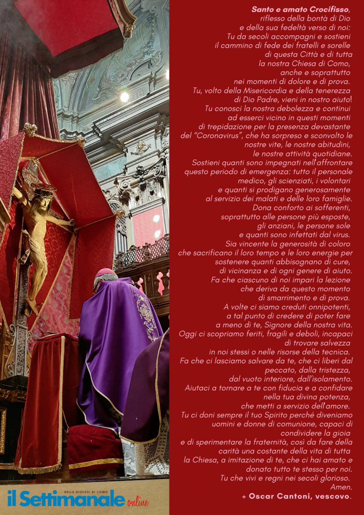 La preghiera al Crocifisso di Como del vescovo Oscar Cantoni